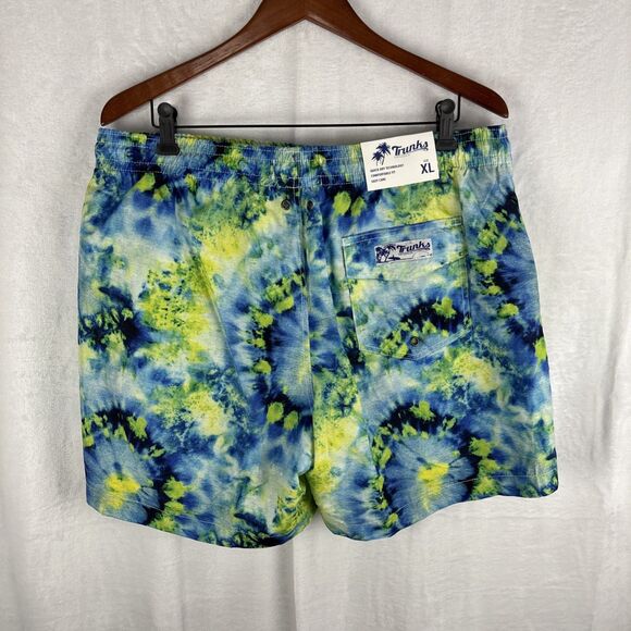 Trunks Surf & Swim Tie Dye Swim Trunk 17" Mens Size XL Blue Yellow NWT - Picture 5 of 8